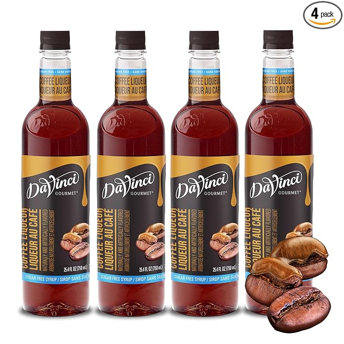 DaVinci Gourmet Sugar-Free Coffee Liqueur Syrup, 25.4 Fluid Ounces (Pack of 4)