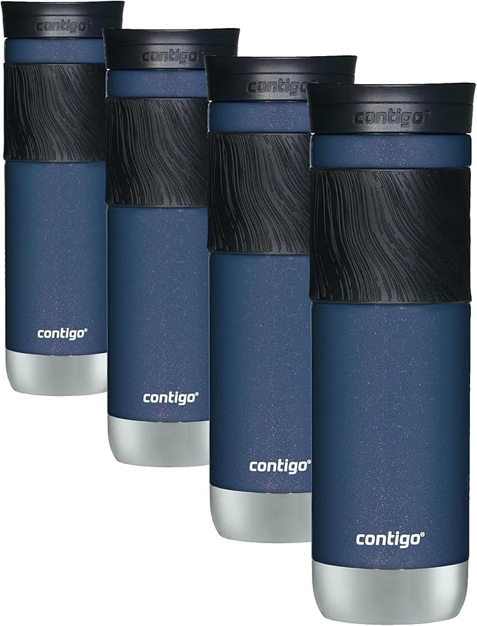 Contigo Byron Travel Mug, Insulated Stainless Steel, 24oz | Leak-Proof Lid | BPA-Free | ThermoLock Insulation | Pack of 4