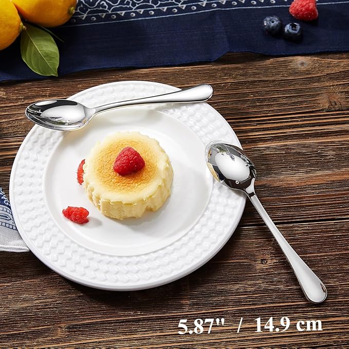 KEAWELL Premium Verona 4-Piece 5.9 inch Spoon Set – 18/10 Stainless Steel, Heavy-Duty Mirror-Finished Flatware for Daily Meals, Hosting and Special Occasions (4, Small Spoons)