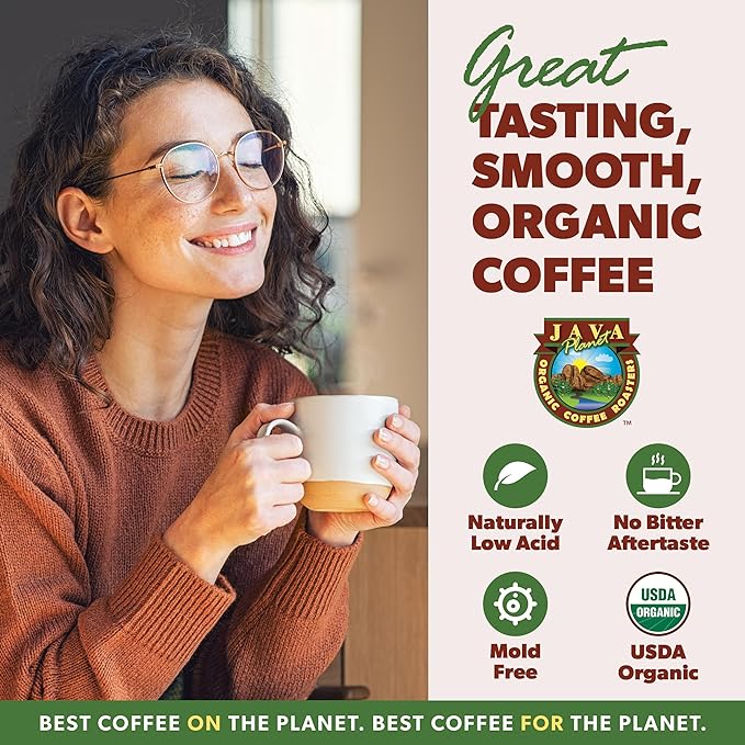 Low Acid Organic Coffee – Whole Bean, Mold-Free & Stomach Friendly by Java Planet, Papua New Guinea Single Origin Coffee, Dark Roast, Smooth Full Flavored, 1LB Bag