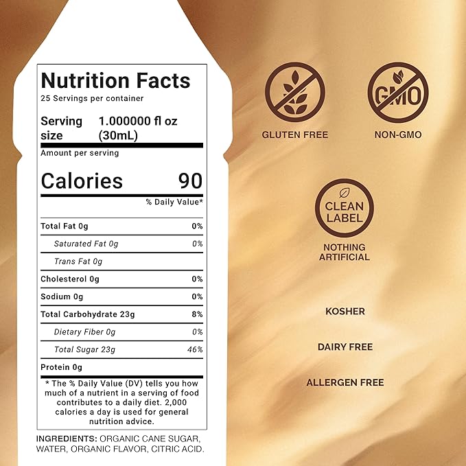 Monin - Organic Hazelnut Syrup, Nutty Taste of Caramelized Hazelnut, Natural Flavors, Great for Mochas, Lattes, Smoothies, Shakes, and Cocktails, Non-GMO, Gluten-Free (750 ml)