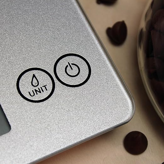 Escali Arti Glass Food Scale Digital Countertop Kitchen, Baking and Cooking Scale with Nutrition and Calorie Counter, 15-Pound Capacity, 9" x 6.5" x .75", Shiny Silver