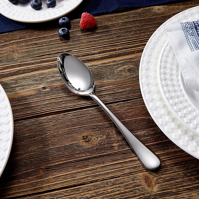 KEAWELL Premium Verona 8-Piece Spoon Set 7.6-Inch – 18/10 Stainless Steel, Heavy-Duty Mirror-Finished Flatware for Daily Meals, Hosting, and Special Occasions (8, Dinner Spoons)