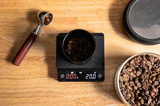 MiiCoffee Nano Pro Coffee Scale with Timer, Espresso Scale with Auto Tare, Aluminum Body, Touch Sensor and Silicone Cover (Black)