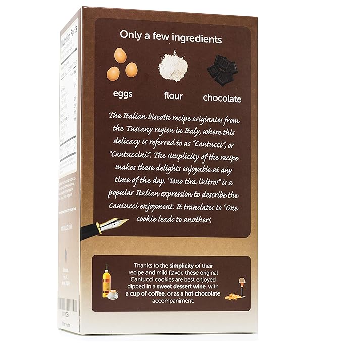 Gusta Authentic Biscotti Cookies Made in Tuscany, Italy - Chocolate Chip - Original Two Bites Size - All Natural Ingredients - Fresh & Genuine Italian Dessert Treats - 8.82oz