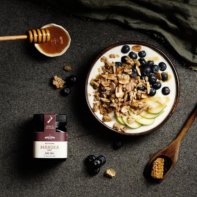 Gold Fern Honey - Raw New Zealand Manuka Honey | 8.8oz MGO 100+ | Pure, Natural, Unpasteurized, and Unfiltered Superfood Honey, Traceable from Hive to Hand.