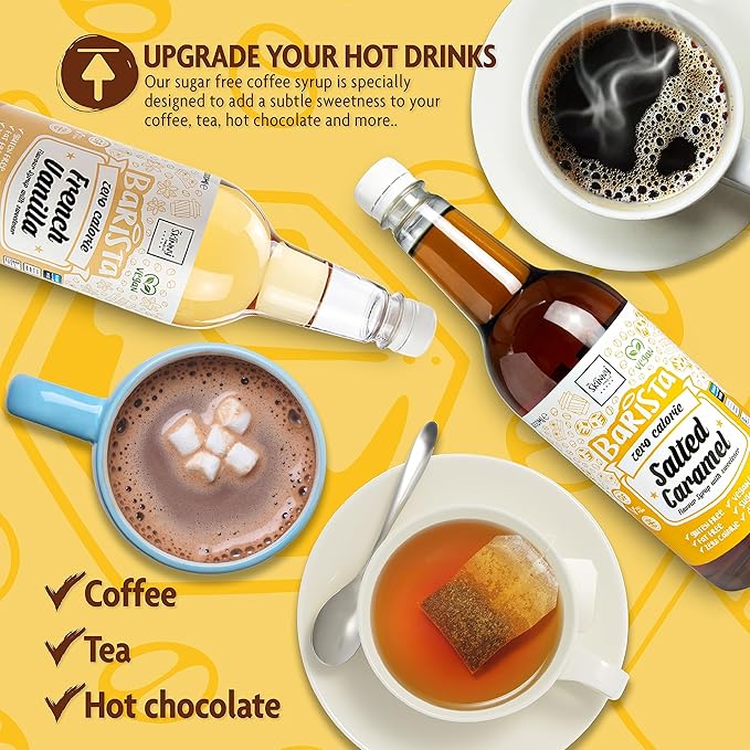 Skinny Food Co Salted Caramel Syrup Zero Calorie 35 Fl Oz - Sugar Free Coffee Syrups For Tea, Hot Chocolate, Fruit, Baking, Protein Drinks - Vegan-Friendly, Gluten-Free & Fat-Free - Syrups For Coffee Drinks
