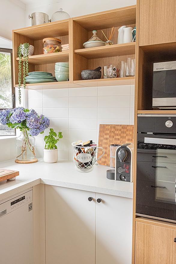 Coffee Pod Holder Mug Shape Multi Use K Cup Holder Coffee Station organizer Storage Wire Basket Food Storage for Counter Coffee Bar White