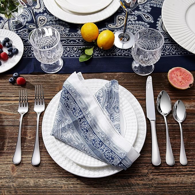 KEAWELL Premium Verona 4-Piece 7.6 inch Spoon Set – 18/10 Stainless Steel, Heavy-Duty Mirror-Finished Flatware for Daily Meals, Hosting and Special Occasions (4, Dinner Spoons)