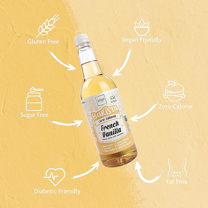 Skinny Food Co French Vanilla Coffee Syrup - Sugar Free 35 Fl Oz - Zero Calorie Coffee Syrup For Coffee, Tea, Hot Chocolate, Fruit, Protein Drinks - Vegan-Friendly, Gluten-Free & Fat-Free