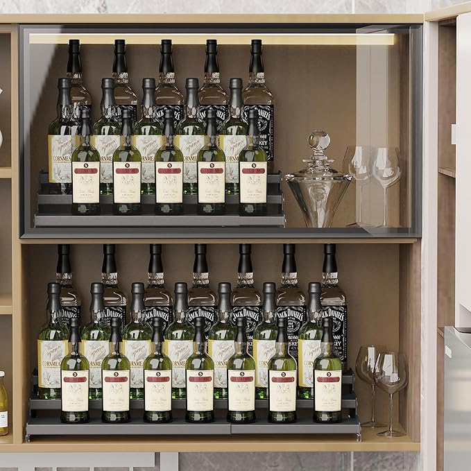 Spice Rack Organizer for Cabinet, 3 Tier Expandable Spices Storage, Great for Kitchen Cabinets, Cupboard,Pantry and Countertop More(Gun-Gray, 2 PACKS/GUN-GRAY)