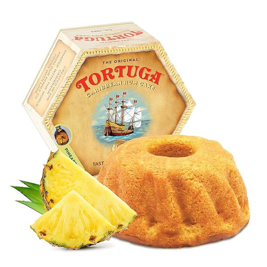 TORTUGA Caribbean Pineapple Rum Cake - 16 oz Caribbean Pineapple Rum Cakes - The Perfect Premium Gourmet Gift for Stocking Stuffers, Gift Baskets, and Christmas Gifts - Great Snack Cakes for Delivery
