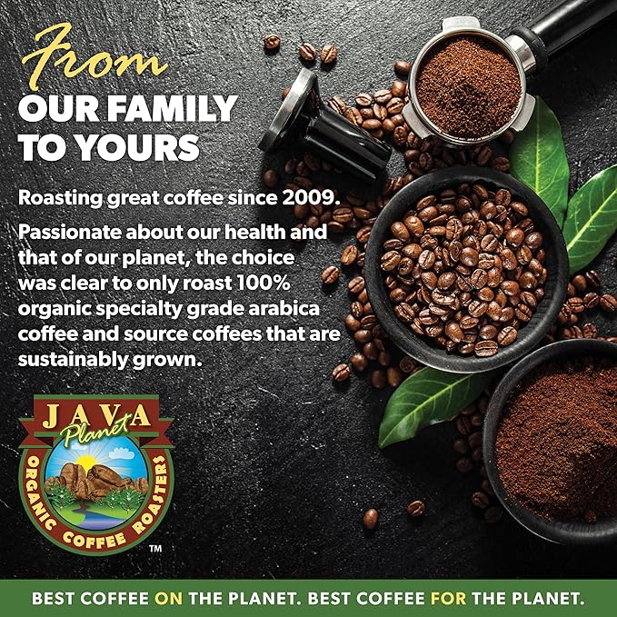 Low Acid Organic Coffee – Whole Bean, Mold-Free & Stomach Friendly by Java Planet, Espresso Blend Coffee, Dark Roast, Smooth Full Flavored, 2x1LB Bag