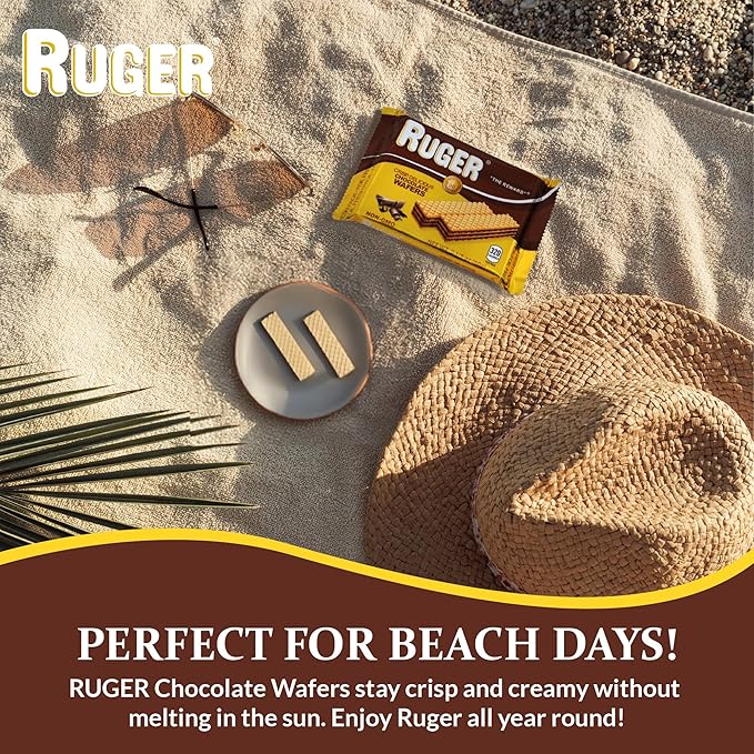 Ruger Wafers Austrian Chocolate Wafers, 2.125 Ounce (Pack of 12) - Crisp, Creamy, Delicious Chocolate Treats with Natural Ingredients and Extended Shelf Life, Perfect for Snacking, Desserts, and Anytime Indulgence