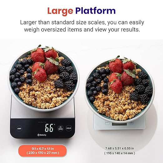 Etekcity Digital Food Kitchen Scale, Grams and Oz for Weight Loss, Baking and Cooking, 0.05oz/1g Precise Graduation,5 Weight Units, IPX6 Waterproof, USB Rechargeable,304 Stainless Steel-Silver, 22lb
