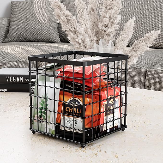 Coffee Pod Holder Organizer, K Cup Holder for Counter K pod Container, Creamer Holder, Coffee Bar Accessories Basket Black