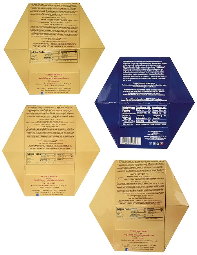 Tortuga Caribbean Rum Cake Assortment - 4 Rum Cakes of 4oz each