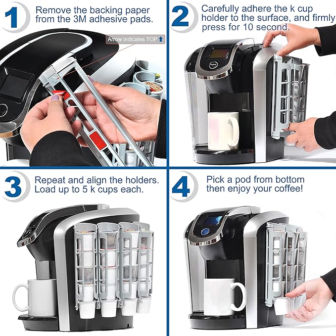 STORAGENIE Coffee Pod Holder Side Mount K Cup Pods Dispenser compatible with Keurig Coffee Makers, Perfect for Small Counters