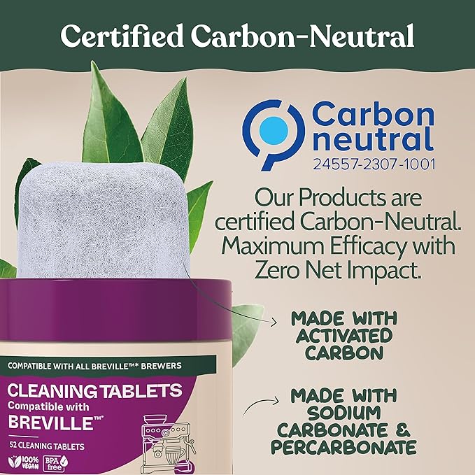 Breville Compatible Espresso Machine Cleaning & Maintenance Kit. Includes 52 Breville Cleaning Tablets and 6 Water Filters. Carbon Neutral. 1 Year Supply.