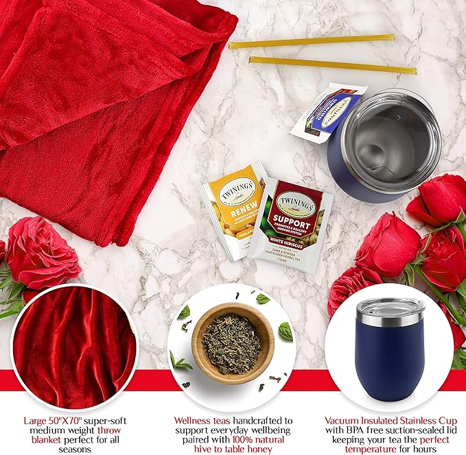 Get Well Soon Gifts for Women or Men - Gift Set Includes Luxury Blanket, Temperature Retention Cup, TLC Tea Kit & Inspirational Word Search Book - After Surgery, Thinking of You Care Package