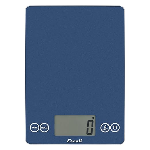 Escali Arti Glass Food Scale Digital Countertop Kitchen, Baking and Cooking Scale with Nutrition and Calorie Counter, 15-Pound Capacity, 9" x 6.5" x .75", Blue Mirage