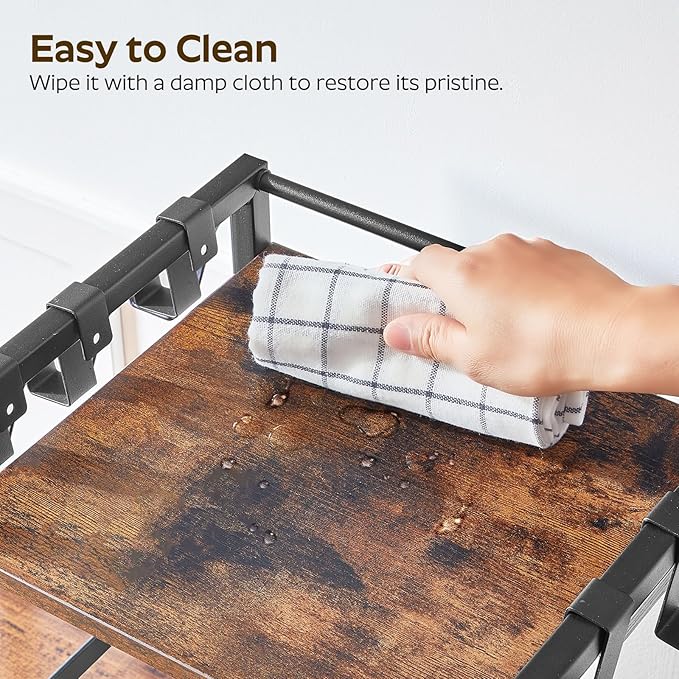 3-Tier Coffee Mug Holder with 12 Hooks, Coffee Bar Organizer, 25 Pods Capacity, Versatile Desktop Storage Rack, Space-Saving, for Kitchen, Living Room, Rustic Brown and Black MH01BR