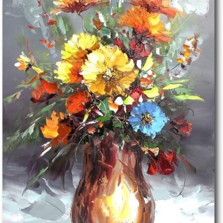Modern Art Flowers Oil Painting Hand Painted on Canvas Wall Art for Living Room Decor (20x40in)