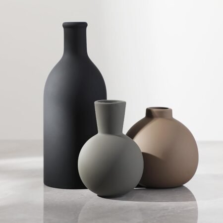 Ceramic Vase Set of 3, Vases Home Decor Rustic Farmhouse Decor Pottery Vases for Bouquet Pampas Grass Dried Fresh Flowers, Living Room, Kitchen, Bedroom, Bathroom, Entryway Mantel, Decor -Multicolor