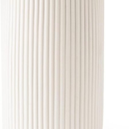 White Ceramic Vase for Flowers, 8 INCH Flower Vase Modern White Vase Home Decor, Small Vase, Ribbed Textured Vase for Pampas Grass Decorative Vase, for Farmhouse Coffee Table Bookshelf Home Living