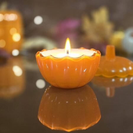 Glass Pumpkin Candle | Soy Wax Fall Scented Decor