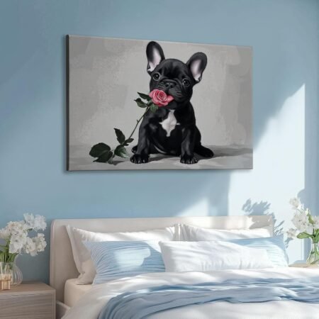 Decorative Painting Animal Dogs Canvas Art Prints, High Definition Photography Wall Decor for Living Room Bedroom Office Home Decoration, 47 x 24 Inches Unframed
