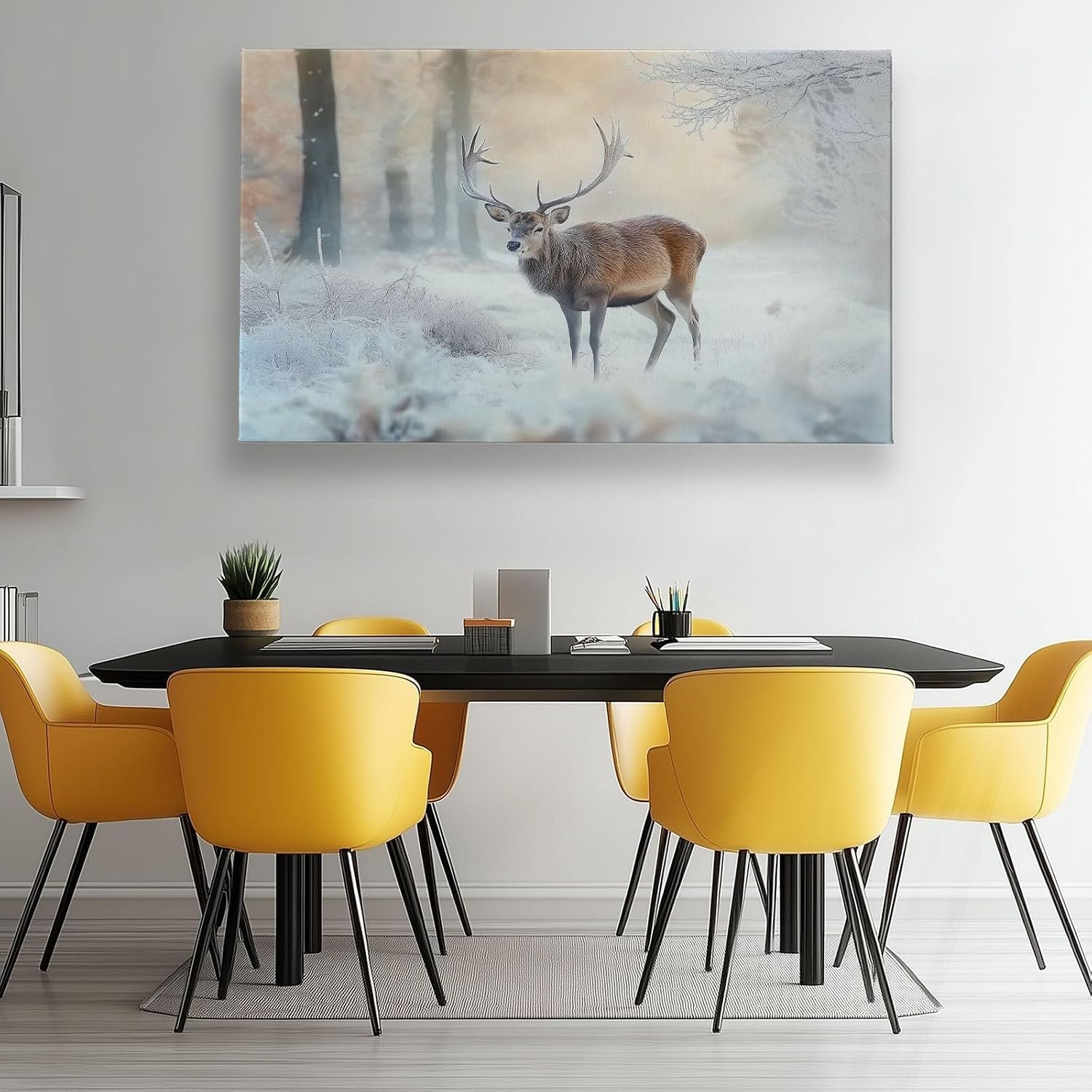 Painting Decorative Forest Animal Deer Posters Prints, Surrealism Canvas Wall Art Decorations, Living Room Bedroom Kitchen Office Wall Decor, 47 x 24 Inches Unframed - Image 2