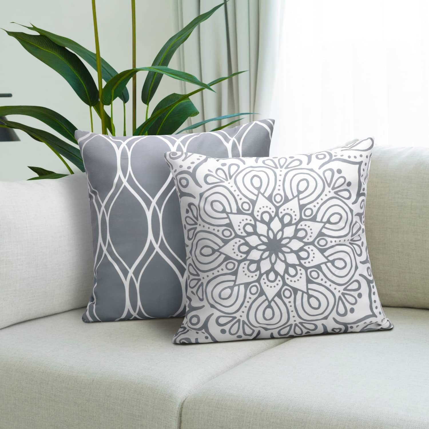 Minimalist Grey & White Square Decorative Throw Pillow Set (4-Piece) - Image 2