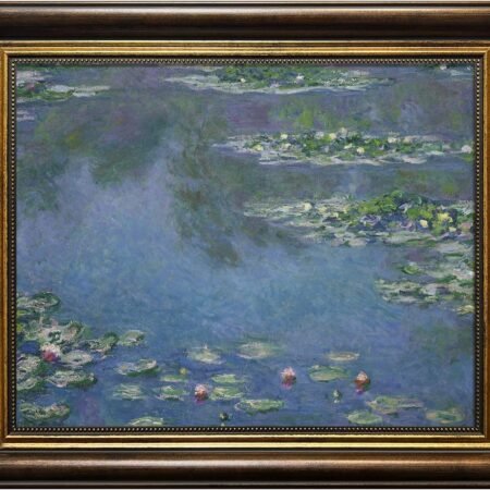 Vintage Water Lilies Gold Framed Floral Wall Art,10x8in Canvas Print, Vintage Home Decor,Oil Painting Picture, Classical Decor for Living Room, Kitchen, Office or Gift