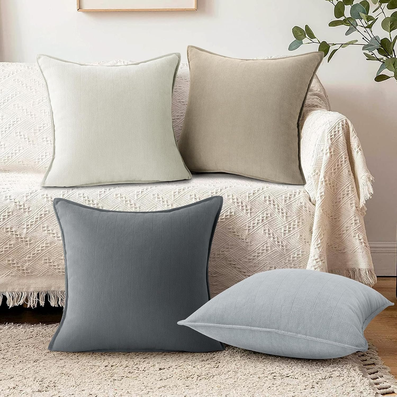 Solid Color Decorative Throw Pillow Set (4-Piece) - Image 2