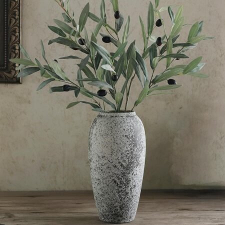 Rustic Large Ceramic Vase, Vintage Floor Tall Flower Vase Distressed Farmhouse Decor for Living Room Entryway Table Centerpieces,Shelf, Kitchen, Wedding, Home Decor